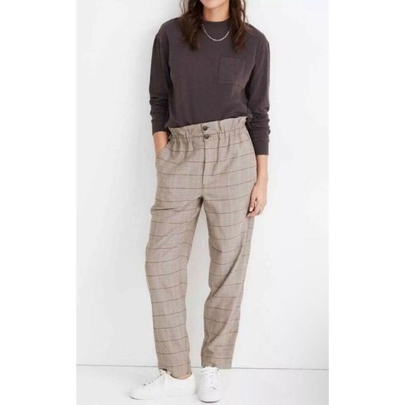 Madewell Paperbag Waist Plaid Ankle Pants 2 EUC - Picture 1 of 9